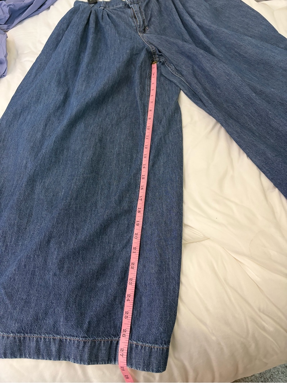 We The Free Scout Wide Leg Jeans Deep Indigo Pleated Elastic Back Denim Pants L - Picture 4 of 13